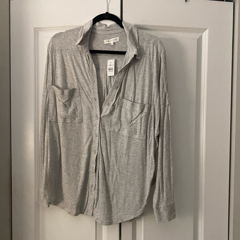 Gray light weight button down shirt